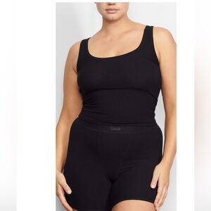 Skims Black Ribbed Tank Top